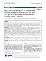 Does psychological stress in patients with clinically suspect arthralgia associate with subclinical inflammation and progression to inflammatory arthritis?