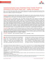 Lipopolysaccharide Lowers Cholesteryl Ester Transfer Protein by Activating F4/80(+)Clec4f(+)Vsig4(+)Ly6C(-) Kupffer Cell Subsets