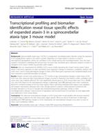 Transcriptional profiling and biomarker identification reveal tissue specific effects of expanded ataxin-3 in a spinocerebellar ataxia type 3 mouse model
