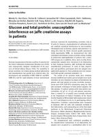 Glucose and total protein: unacceptable interference on Jaffe creatinine assays in patients