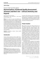 Harmonization of External Quality Assessment Schemes and their role - clinical chemistry and beyond