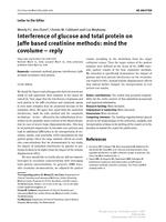 Interference of glucose and total protein on Jaffe based creatinine methods: mind the covolume - reply