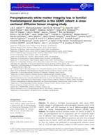 Presymptomatic white matter integrity loss in familial frontotemporal dementia in the GENFI cohort: A cross-sectional diffusion tensor imaging study