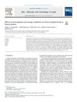 Effects of anticoagulants and storage conditions on clinical oxylipid levels in human plasma