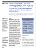 Effects of the Namaste Care Family programme on quality of life of nursing home residents with advanced dementia and on family caregiving experiences: study protocol of a cluster-randomised controlled trial