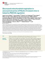 Decreased mitochondrial respiration in aneurysmal aortas of Fibulin-4 mutant mice is linked to PGC1A regulation