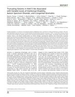 Truncating Variants in NAA15 Are Associated with Variable Levels of Intellectual Disability, Autism Spectrum Disorder, and Congenital Anomalies