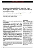 Asymmetrical endothelial cell migration from in vitro Quarter-Descemet membrane endothelial keratoplasty grafts