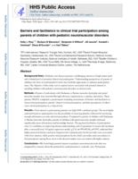 Barriers and facilitators to clinical trial participation among parents of children with pediatric neuromuscular disorders