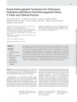 Novel Anticoagulant Treatment for Pulmonary Embolism with Direct Oral Anticoagulants Phase 3 Trials and Clinical Practice