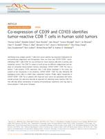 Co-expression of CD39 and CD103 identifies tumor-reactive CD8 T cells in human solid tumors
