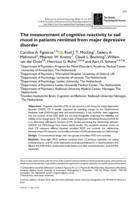 The measurement of cognitive reactivity to sad mood in patients remitted from major depressive disorder