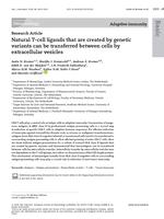 Natural T-cell ligands that are created by genetic variants can be transferred between cells by extracellular vesicles