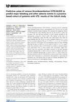 Predictive value of venous thromboembolism (VTE)-BLEED to predict major bleeding and other adverse events in a practice-based cohort of patients with VTE: results of the XALIA study