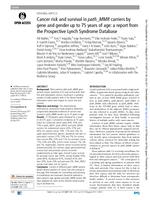 Cancer risk and survival in path_MMR carriers by gene and gender up to 75 years of age: a report from the Prospective Lynch Syndrome Database