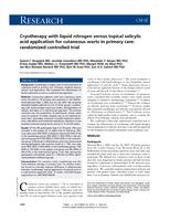 Cryotherapy with liquid nitrogen versus topical salicylic acid application for cutaneous warts in primary care: randomized controlled trial