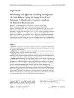 Measuring the Quality of Dying and Quality of Care When Dying in Long-Term Care Settings: A Qualitative Content Analysis of Available Instruments
