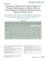 A European, Observational Study of Endocrine Therapy Administration in Patients With an Initial Diagnosis of Hormone Receptor-Positive Advanced Breast Cancer