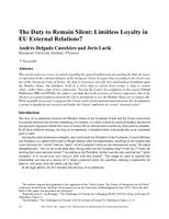The duty to remain silent: limitless loyalty in EU external relations?