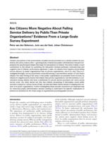 Are Citizens More Negative About Failing Service Delivery by Public Than Private Organizations? Evidence From a Large-Scale Survey Experiment