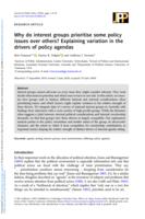 Why do interest groups prioritise some policy issues over others? Explaining variation in the drivers of policy agendas