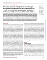 Protecting quantum entanglement from leakage and qubit errors via repetitive parity measurements