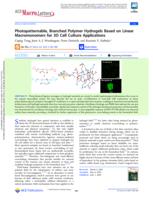 Photopatternable, Branched Polymer Hydrogels Based on Linear Macromonomers for 3D Cell Culture Applications