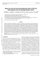 Mass-loss rate and local thermodynamic state of the KELT-9 b thermosphere from the hydrogen Balmer series