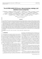 The ALPINE-ALMA [CII] survey: data processing, catalogs, and statistical source properties