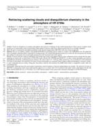 Retrieving scattering clouds and disequilibrium chemistry in the atmosphere of HR 8799e