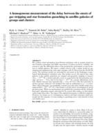 A homogeneous measurement of the delay between the onsets of gas stripping and star formation quenching in satellite galaxies of groups and clusters