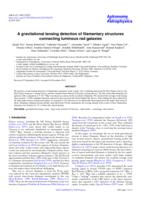 A gravitational lensing detection of filamentary structures connecting luminous red galaxies