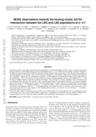 MUSE observations towards the lensing cluster A2744: intersection between the LBG and LAE populations at z 37