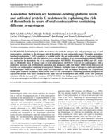 Association between sex hormone-binding globulin levels and activated protein C resistance in explaining the risk of thrombosis in users of oral contraceptives containing different progestogens