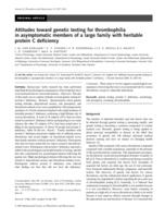 Attitudes toward genetic testing for thrombophilia in asymptomatic members of a large family with heritable protein C deficiency