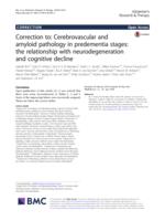 Cerebrovascular and amyloid pathology in predementia stages: the relationship with neurodegeneration and cognitive decline (vol 9, 101, 2017)