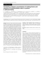 Heritability of plasma concentrations of clotting factors and measures of a prethrombotic state in a protein C-deficient family