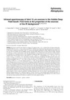 Infrared spectroscopy of faint 15 mu m sources in the Hubble Deep Field South: First hints at the properties of the sources  of the IR background