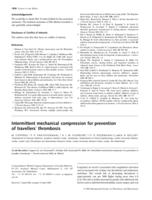 Intermittent mechanical compression for prevention of travellers' thrombosis