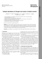 Isotopic abundance of nitrogen and carbon in distant comets