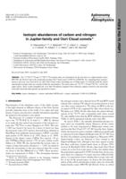 Isotopic abundances of carbon and nitrogen in Jupiter-family and Oort Cloud comets