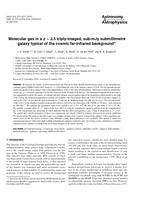 Molecular gas in a z ∼ 2.5 triply-imaged, sub-mJy submillimetre galaxy typical of the cosmic far-infrared background