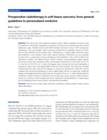 Preoperative radiotherapy in soft tissue sarcoma: from general guidelines to personalized medicine