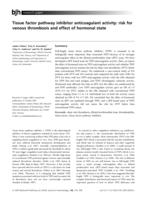 Tissue factor pathway inhibitor anticoagulant activity: risk for venous thrombosis and effect of hormonal state