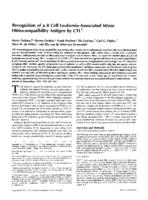 Recognition of a B cell leukemia associated minor histocompatibility antigen by cytotoxic T lymphocytes.