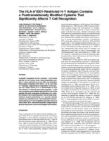 The HLA-A*0201-Restricted H-Y Antigen Contains a Posttranslationally Modified Cysteine That Significantly Affects T Cell Recognition.