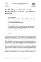 The Role of Proportionality in International Investment Law and Arbitration: A System-Specific Perspective