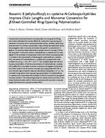 Racemic S-(ethylsulfonyl)-dl-cysteine N-Carboxyanhydrides improve chain lengths and monomer conversion for beta-sheet-controlled ring-opening polymerization