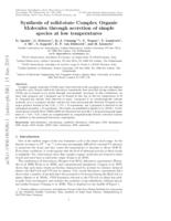 Synthesis of solid-state complex organic molecules through accretion of simple species at low temperatures