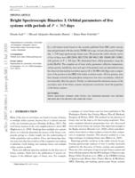 Bright spectroscopic binaries: I. Orbital parameters of five systems with periods of P < 365 days